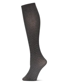 Women's Horizontal Zag Opaque Knee High Socks