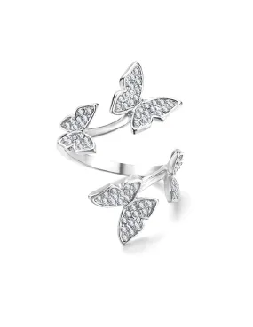 Yellow Chimes Rings for Women & Girls Crystal Ring for Girls | Adjustable Butterfly Designed Silver Tone Crystal Finger Ring for Women|Birthday Gift For girls & women Anniversary Gift for Wife